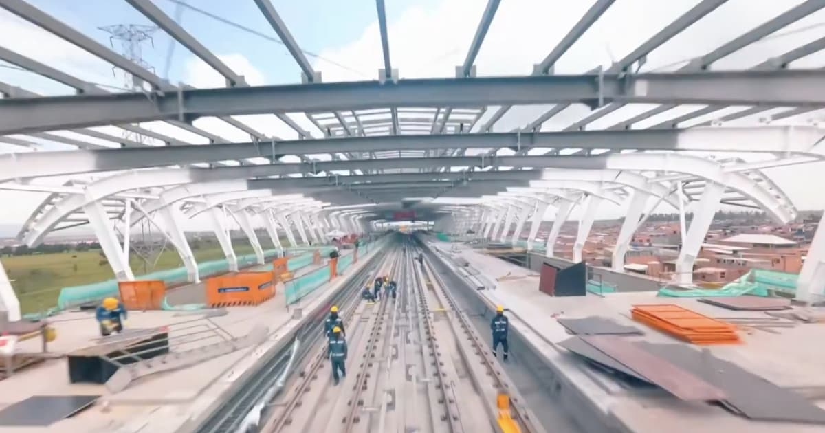 Foto de las obras de la Línea 1 del Metro de Bogotá en la Estación 1.