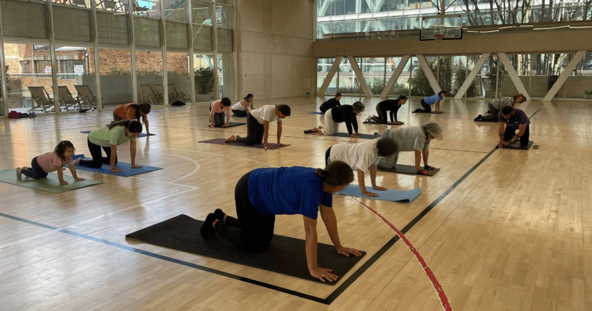Imagen de varias personas participando en los espacios de yoga del CEFE Chapinero