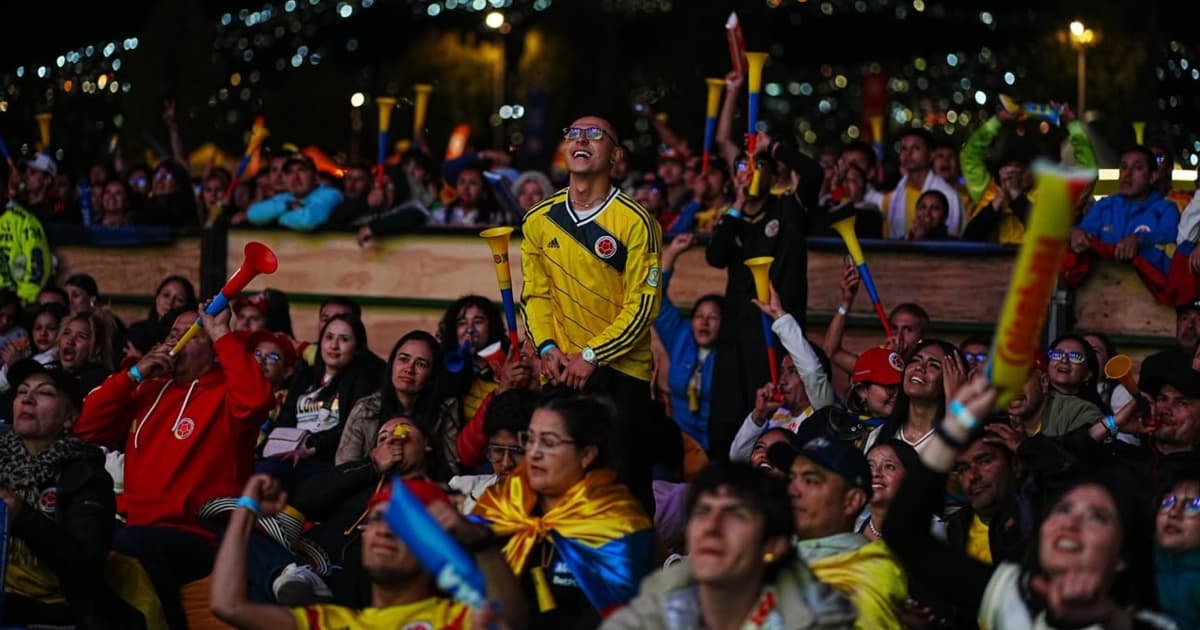 Foto de hinchas de las Selección Colombia en uno de los parques en Bogotá.