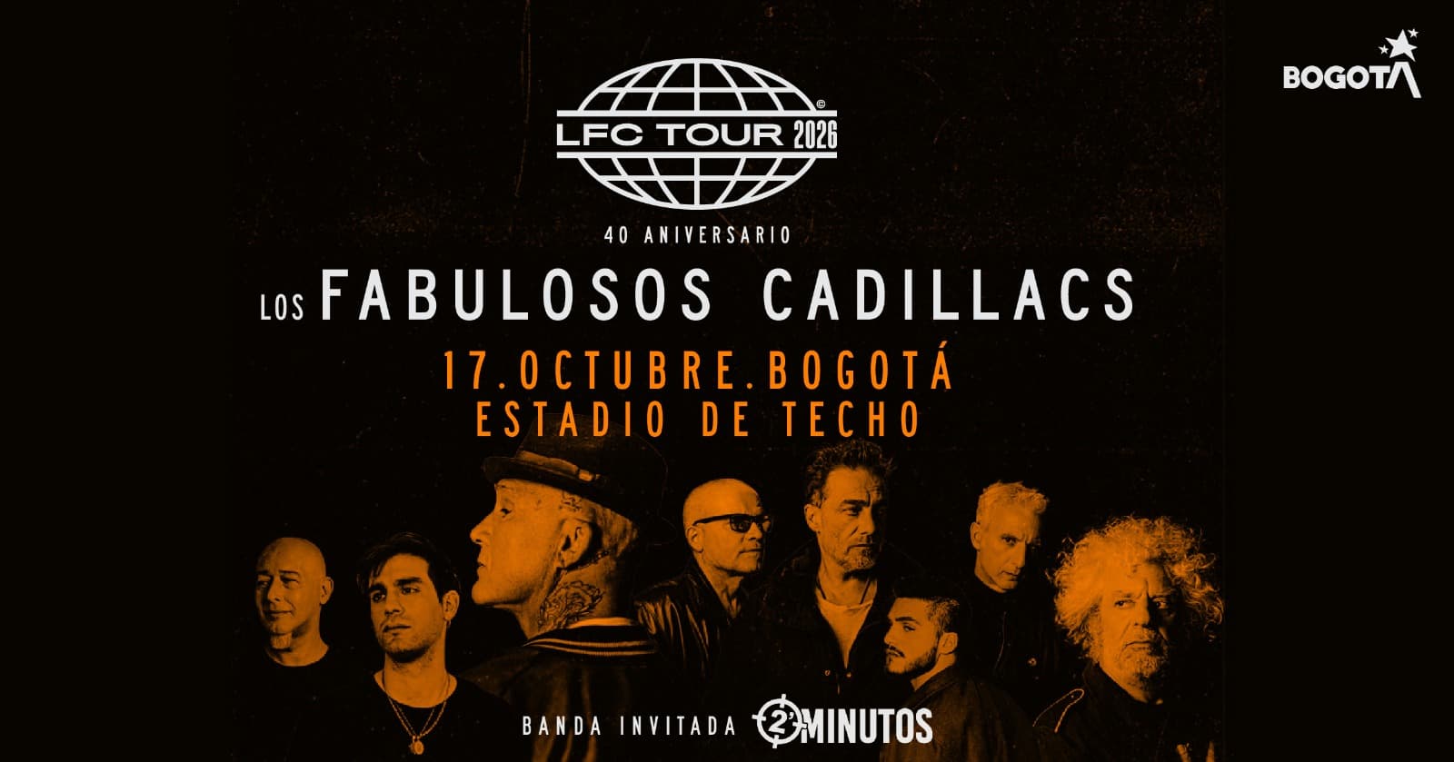 Imagen del afiche concierto de Lo Fabulosos Cadillacs en Estadio de Techo en Bogotá.