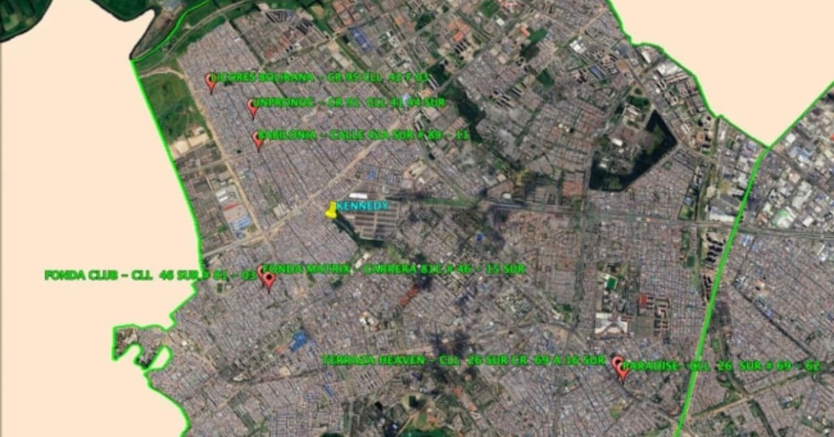 Mapa que señala algunos establecimientos tipo 'sindicato' de Bogotá.