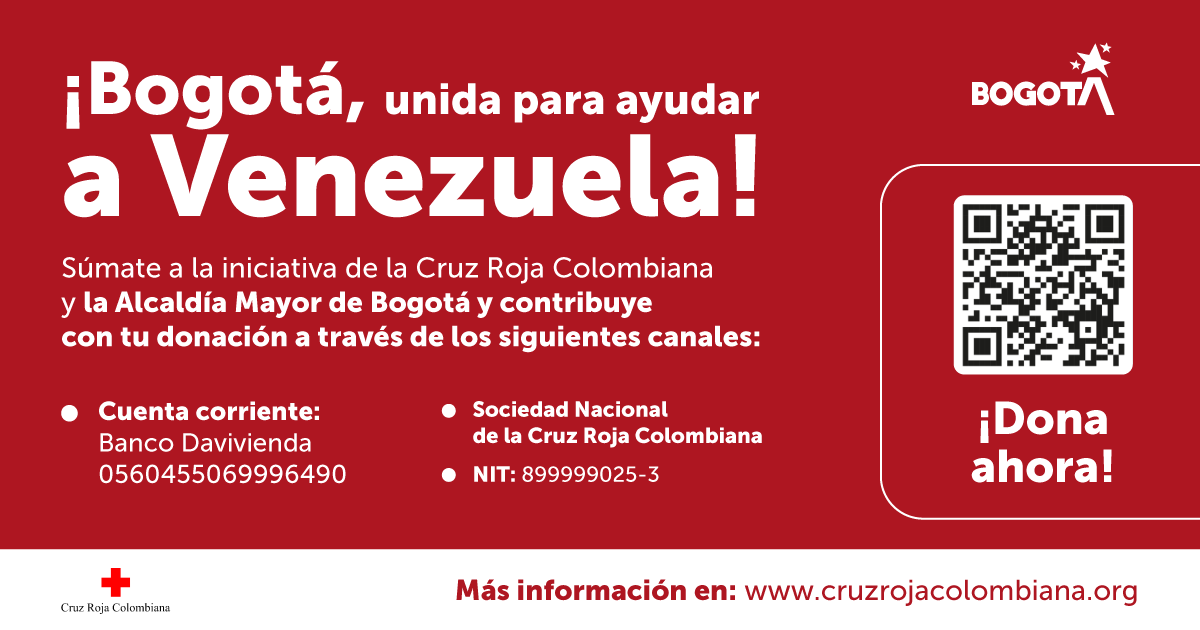 Imagen con texto Bogotá, unida por Venezuela.