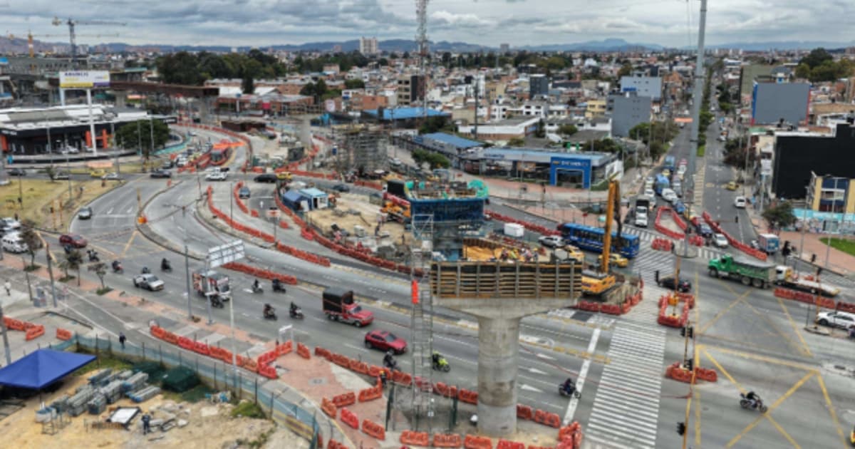 Foto aérea de la avenida NQS con calle Octava sur en Bogotá.