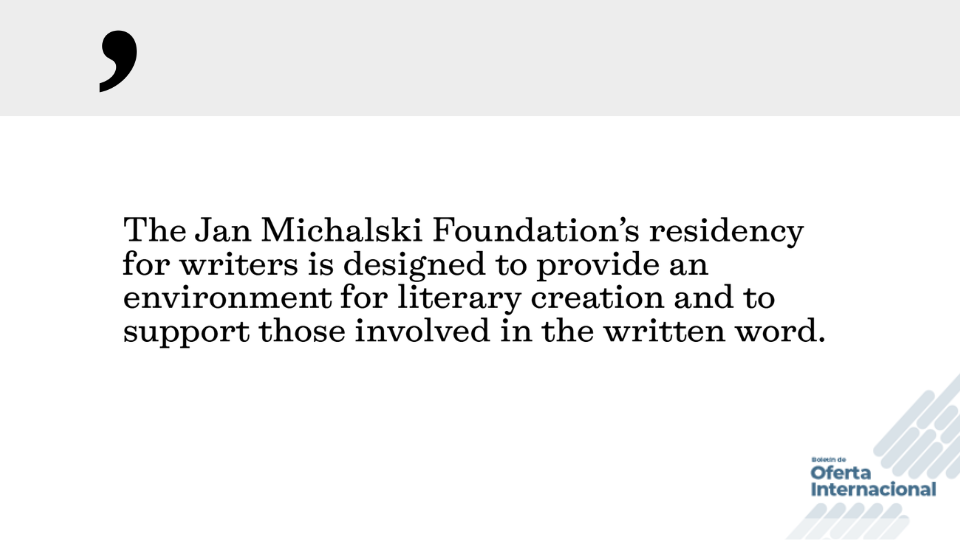 Postúlate a las Residencias para Escritores de la Fundación Jan Michalski