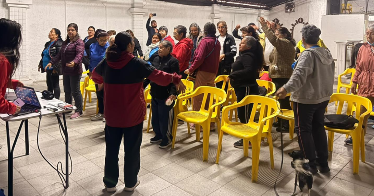 Foto de un grupo de adultos mayores haciendo actividades