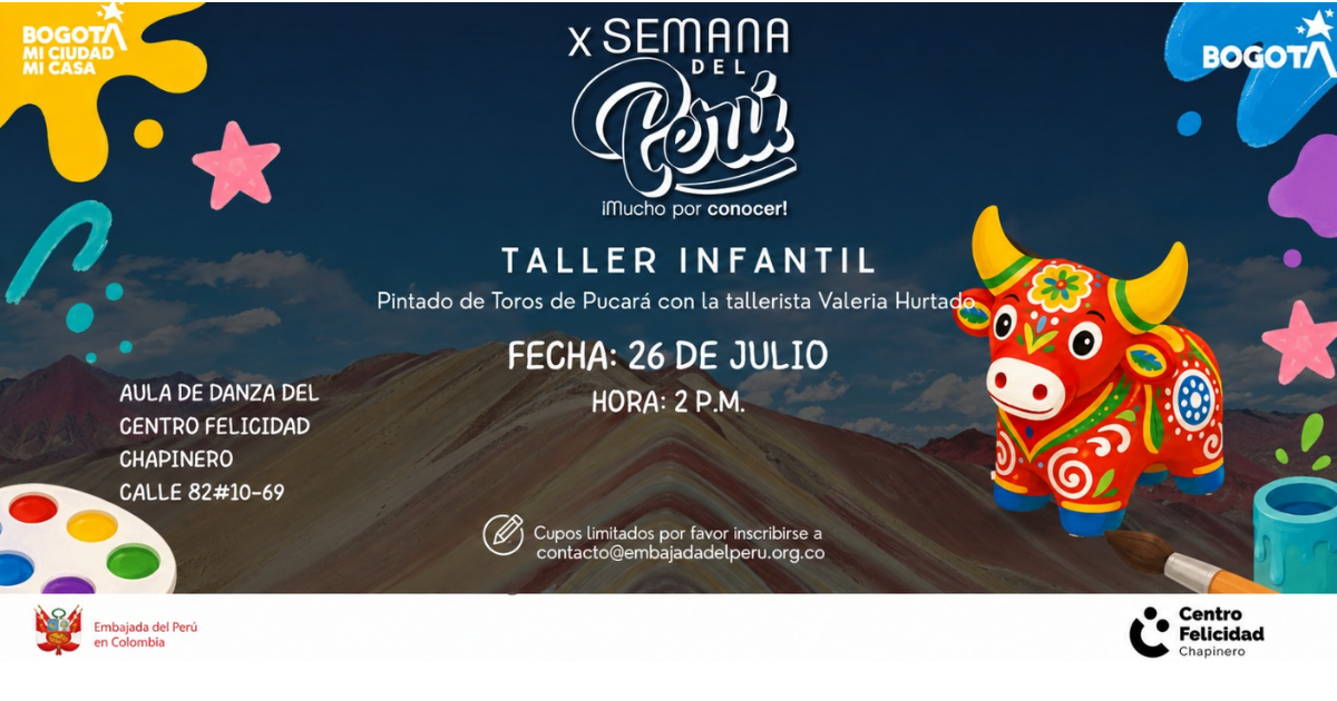 Imagen promocional del taller en el que se ve un toro rojo en fondo azul oscuro.