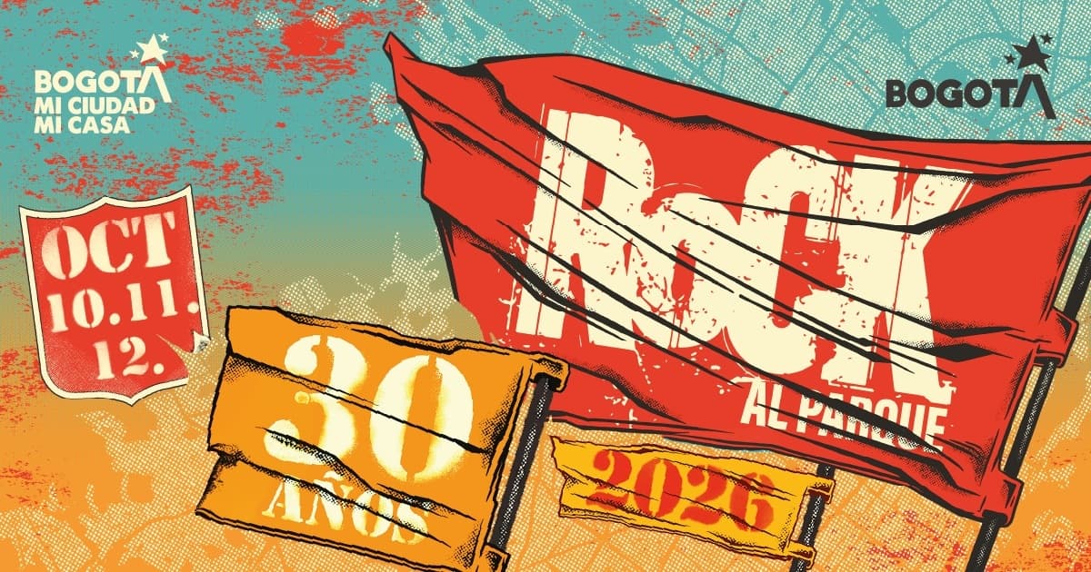 Imagen promocional del Festival Rock al Parque de Bogotá en sus 30 años de historia.