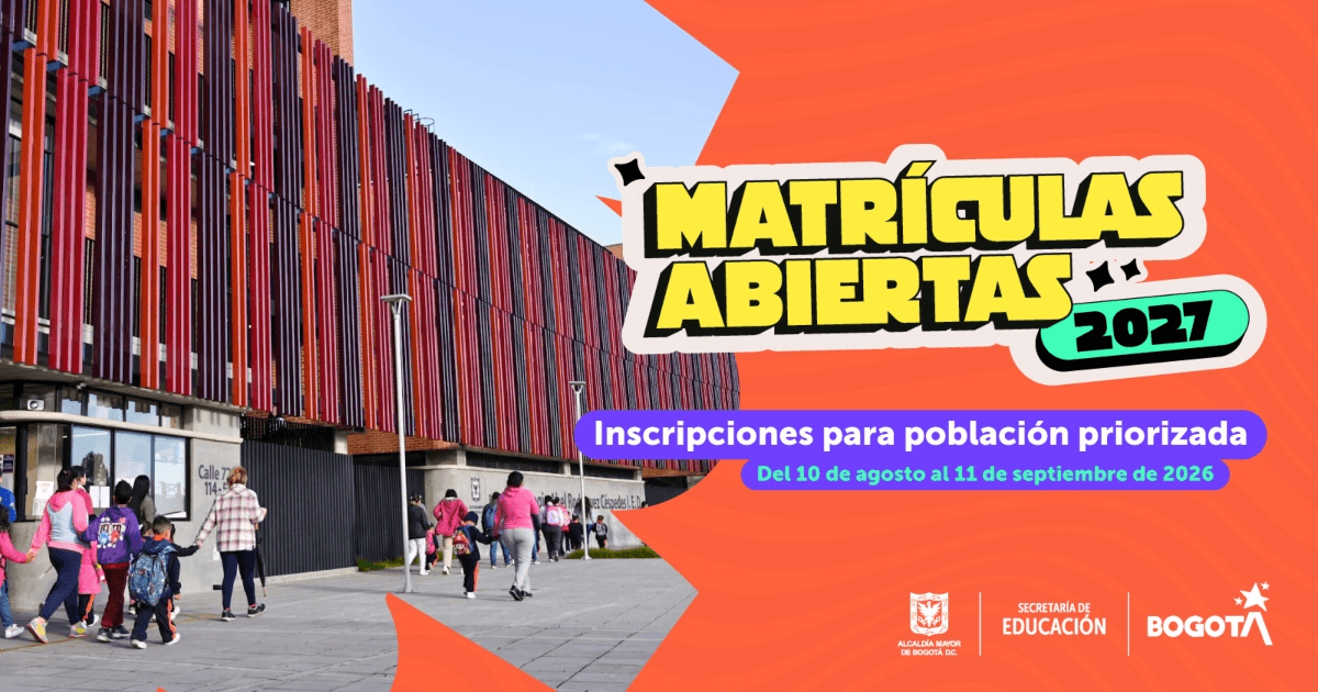 Foto que muestra un colegio y el texto: Matrículas abiertas 2027 