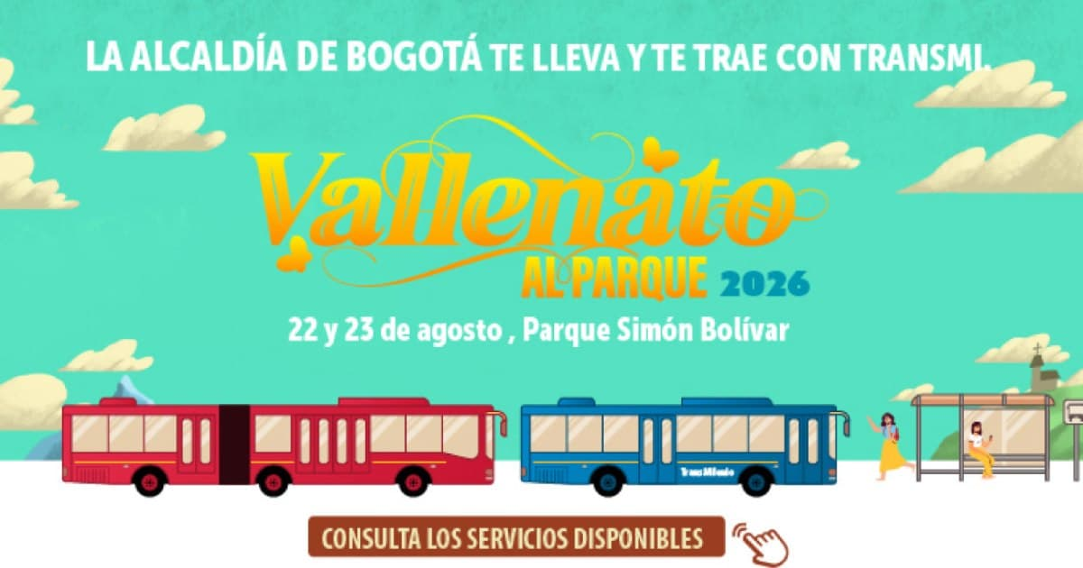 Pieza gráfica de TransMilenio sobre Vallenato al Parque 2026