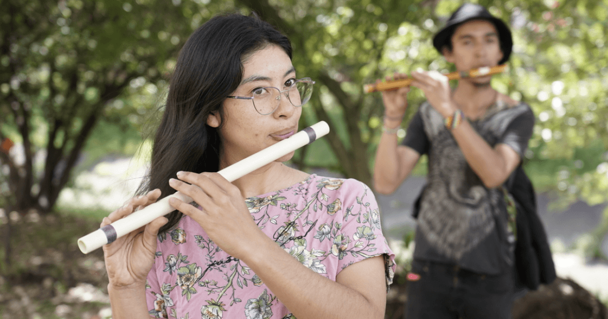 Imagen de mujer tocando flauta traverso