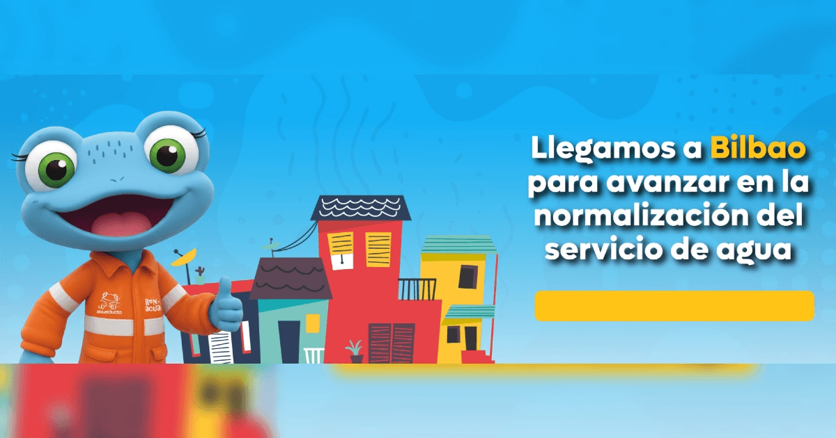 Imagen gráfica con el texto: llegamos a Bilbao para avanzar en la normalización del servicio del agua