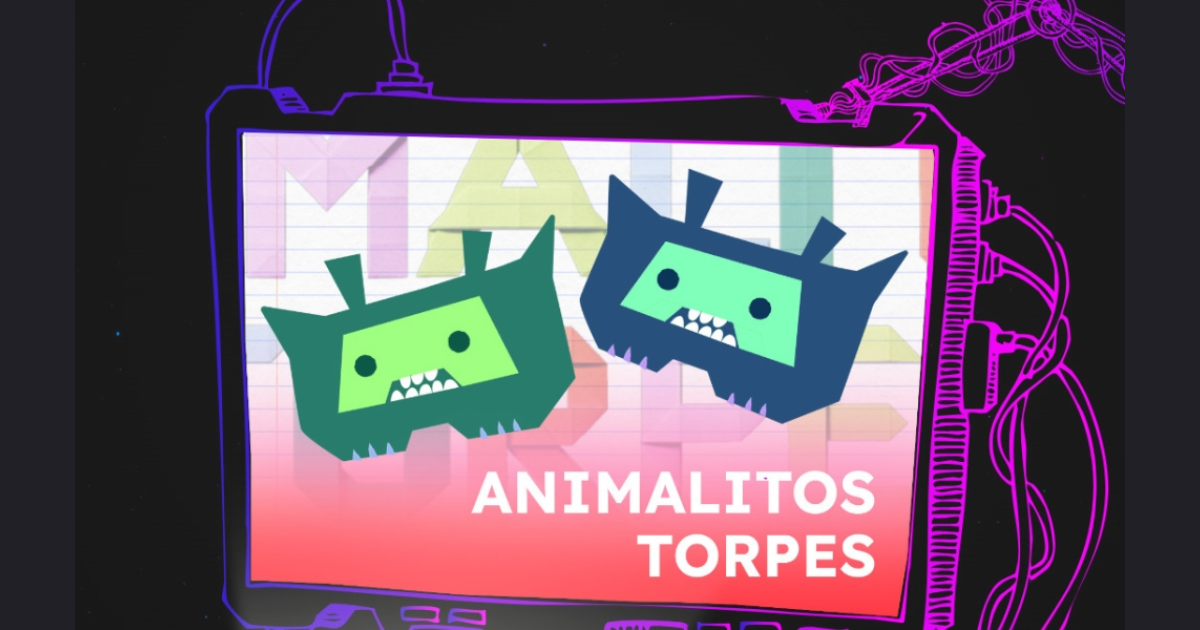 Imagen de una grafica con dos caritas dentro de una pantalla donde dice Animalitos Torpes.
