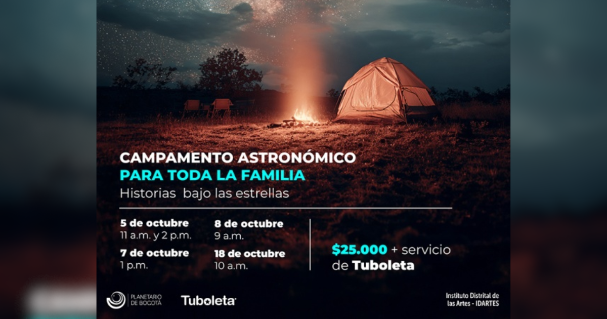 Imagen de la pieza gráfica que promociona el campamento familiar en el Planetario