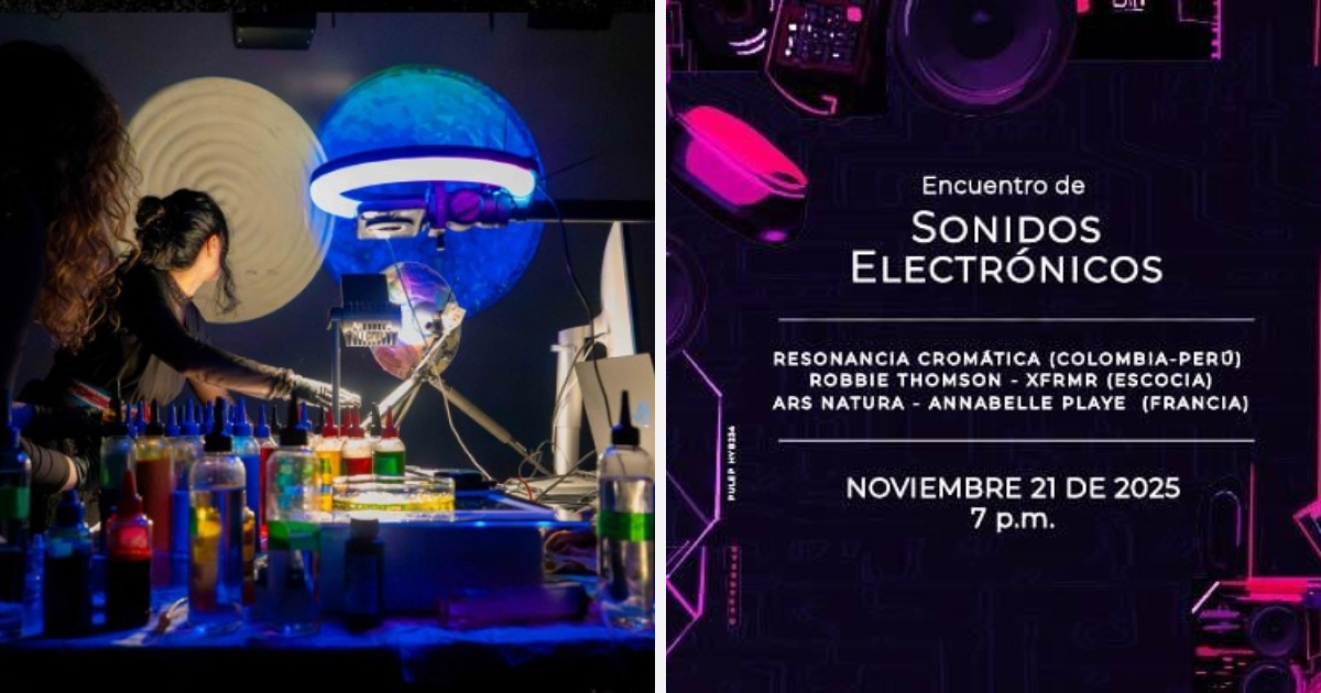 Imagen del cartel del evento y de dj en tarima.