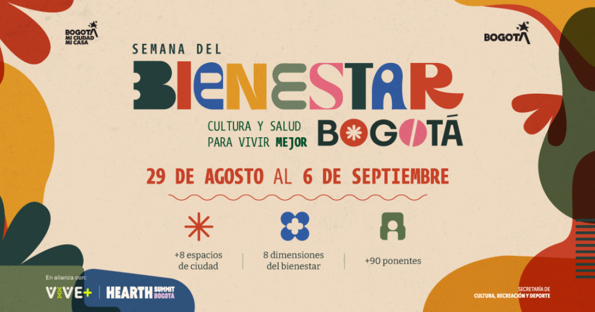 Imagen de afiche oficial en letras emana del Bienestar Bogotá: Cultura y Salud para Vivir Mejor