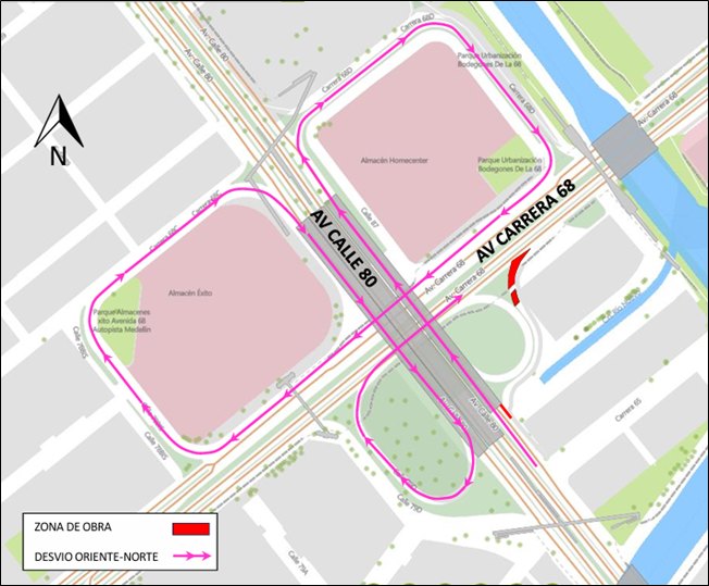 Cierre conectante oriente-norte av calle 80 con av carrera 68 Bogotá