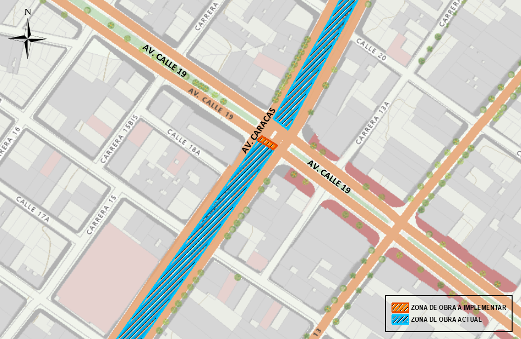 Metro Bogotá cierre dos carriles avenida calle 19 con avenida Caracas 