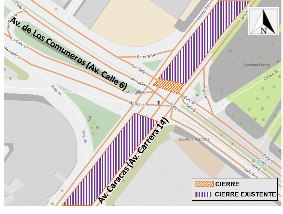 Metro de Bogotá cierre en avenida Caracas con avenida calle Sexta