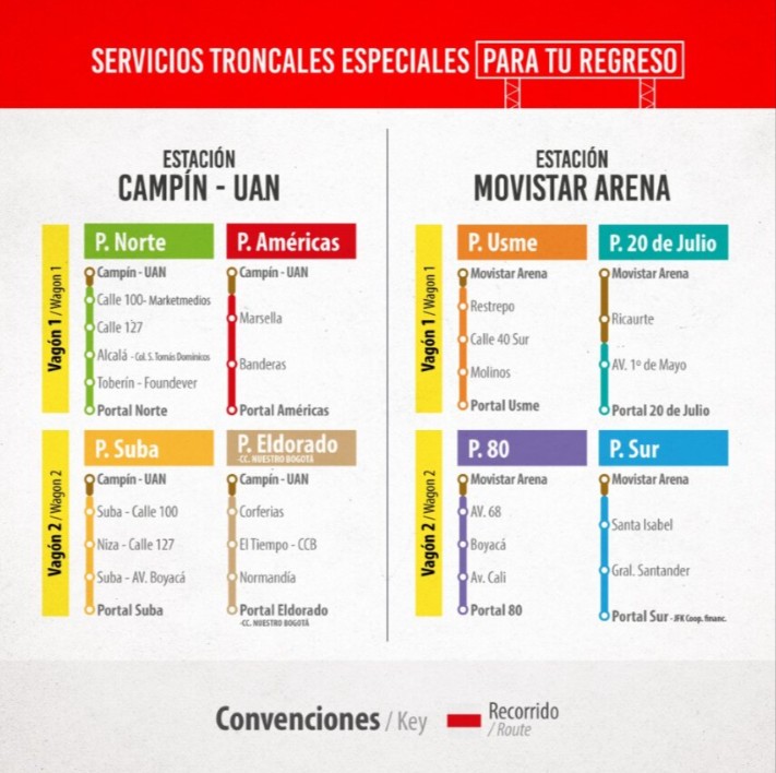 TransMilenio llegar o salir concierto Silvestre Dangond en Bogotá 2025