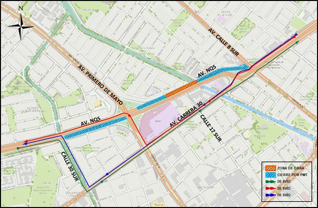 Metro Bogotá cierre autopista Sur calle 8 sur y av Primero de Mayo