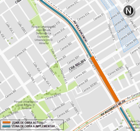 Metro Bogotá cierre av. Villavicencio av. Agoberto Mejía y cr. 80G bis