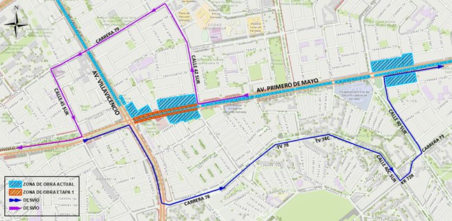 Cierre av Primero de Mayo entre av Villavicencio calle 42 sur Bogotá