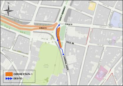 Cierre Bogotá carrera 3 este entre calles 6 y 4B en ambos sentidos