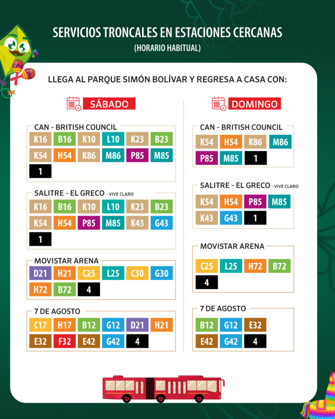 TransMilenio para llegar o salir eventos Festival Verano 2026 Bogotá 