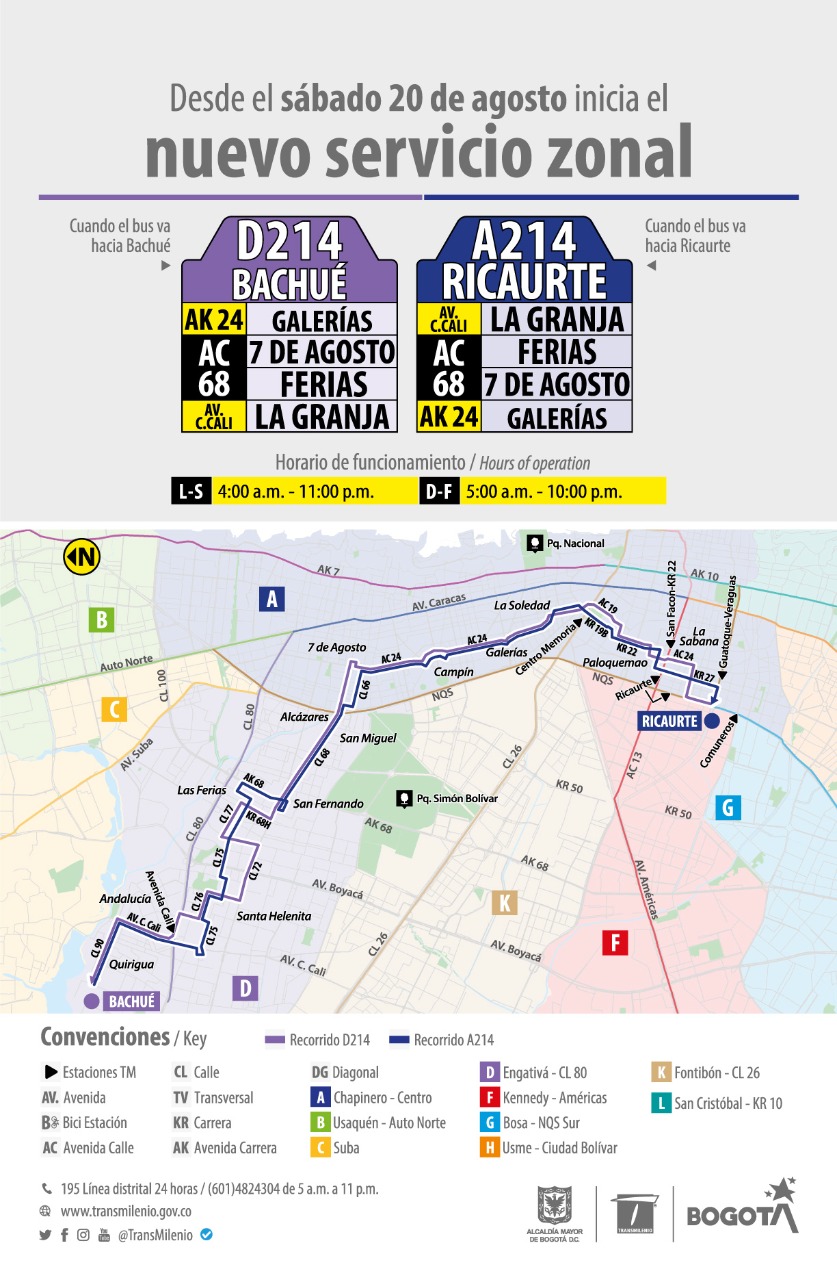 Movilidad: entran en operación nuevas rutas zonales de TransMilenio