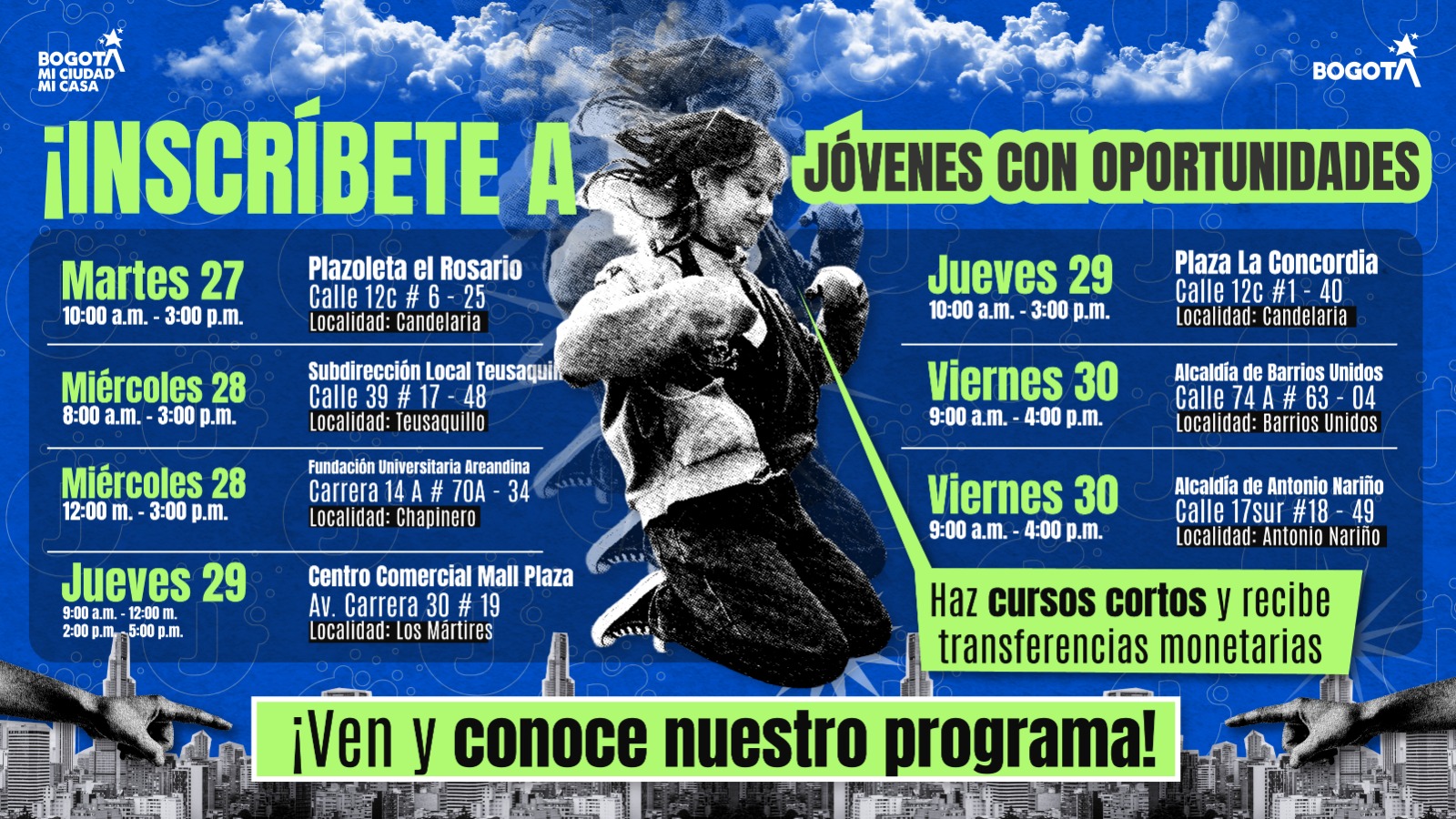 Pieza informativa con las fechas y lugares de inscripción