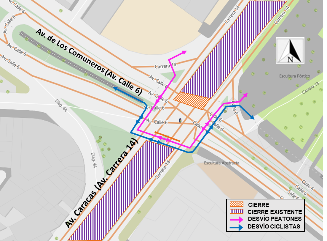 Metro de Bogotá cierre en avenida Caracas con avenida calle Sexta