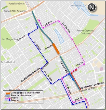 Metro Bogotá cierre av. Villavicencio av. Agoberto Mejía y cr. 80G bis