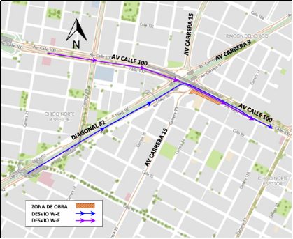 Obras Bogotá av 68 cierre av calle 100 entre av carrera 15 y 13