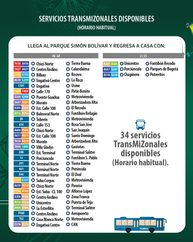 TransMilenio para llegar o salir eventos Festival Verano 2026 Bogotá 