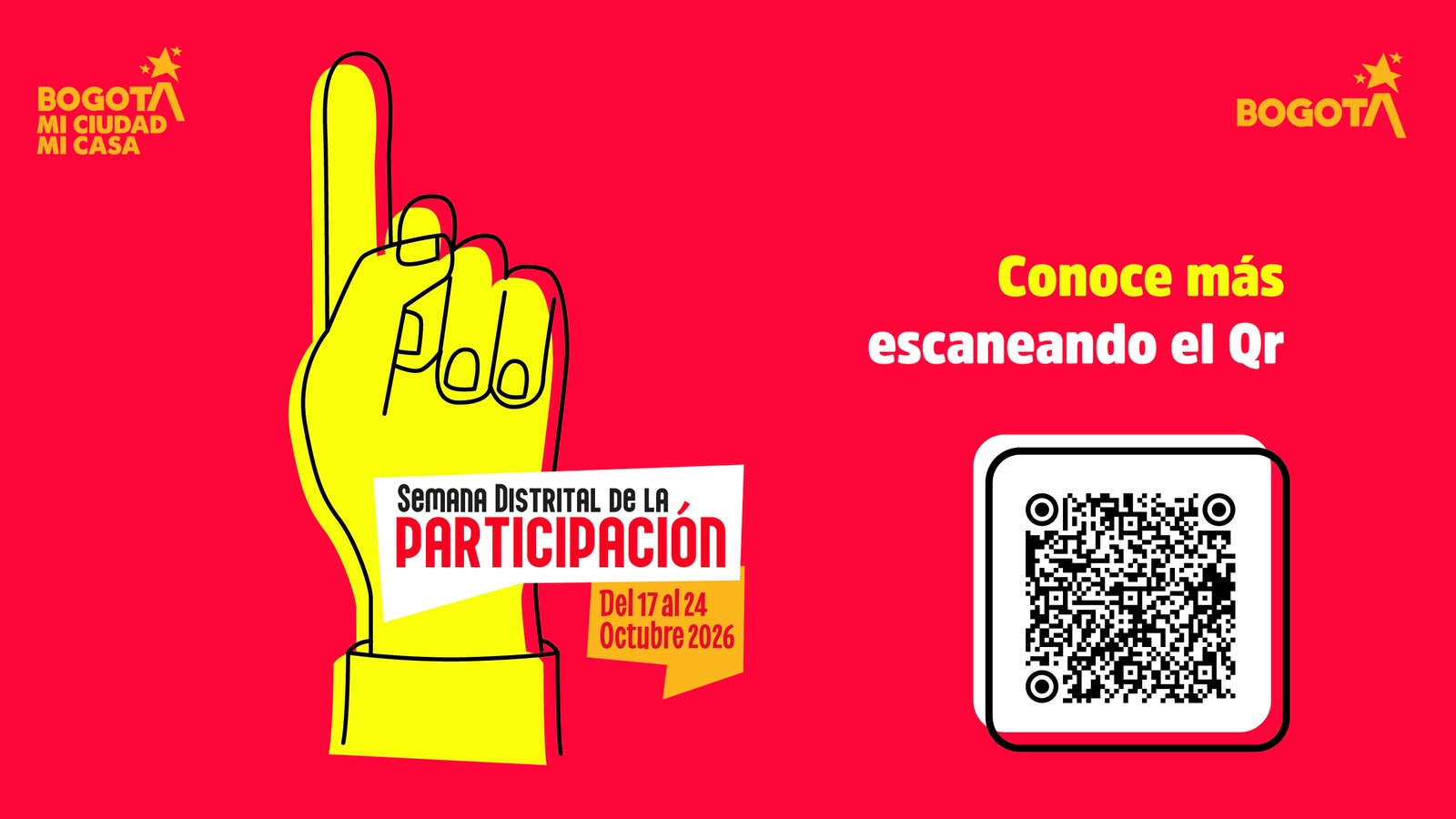 Pieza con código QR sobre la semana distrital de la participación
