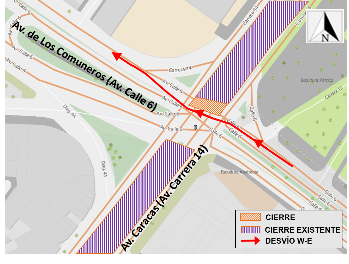 Metro de Bogotá cierre en avenida Caracas con avenida calle Sexta