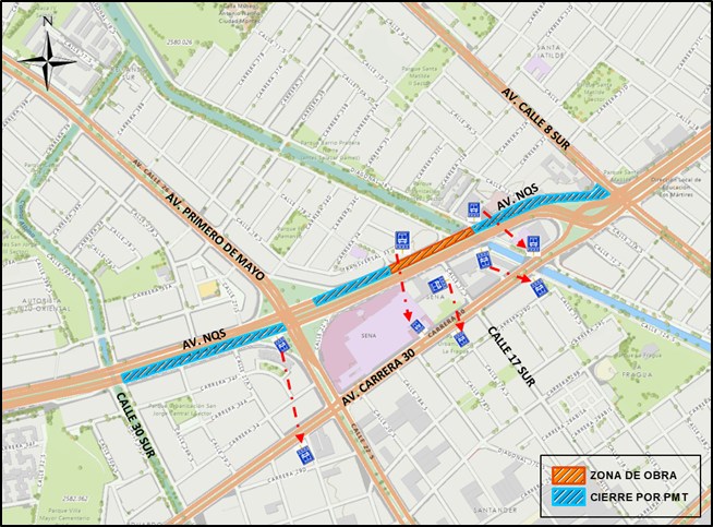 Metro Bogotá cierre autopista Sur calle 8 sur y av Primero de Mayo
