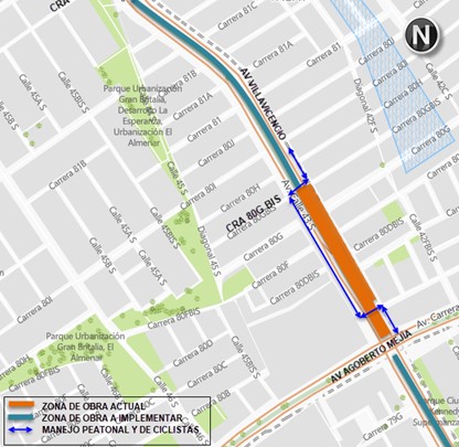 Metro Bogotá cierre av. Villavicencio av. Agoberto Mejía y cr. 80G bis