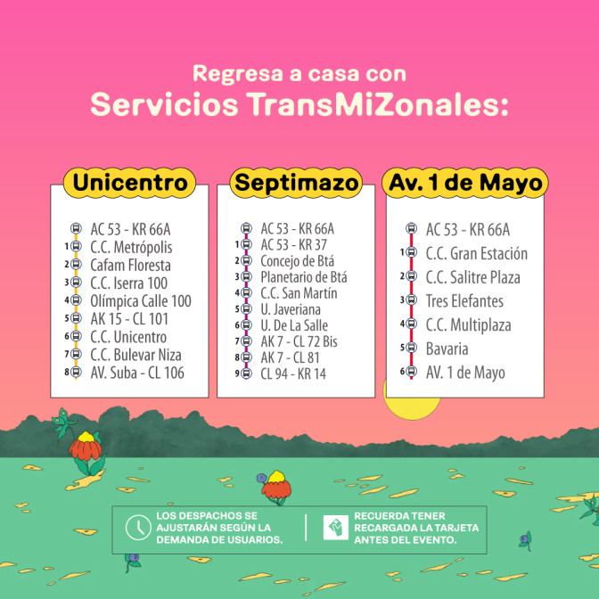 Movilizarse Festival Estéreo Picnic 2026 Bogotá transporte público 