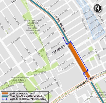 Metro Bogotá cierre av. Villavicencio av. Agoberto Mejía y cr. 80G bis