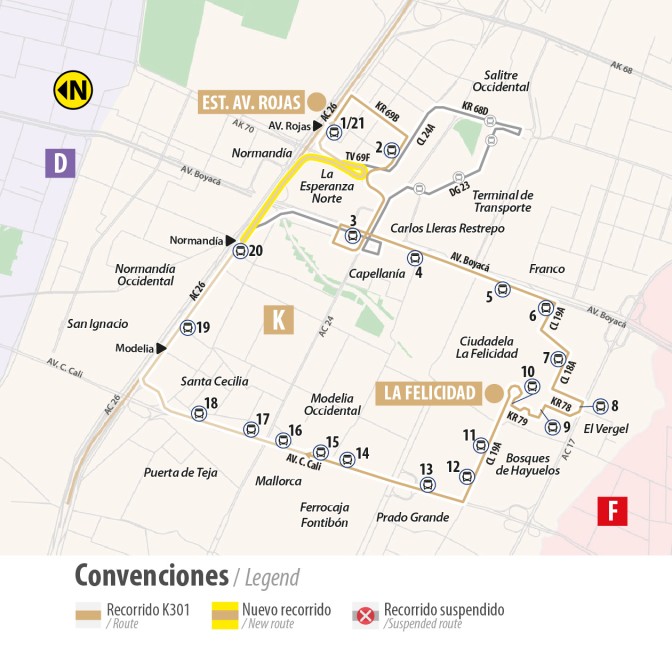 Ruta TransMiZonal K301 cambió de nombre y ajustó su recorrido Bogotá
