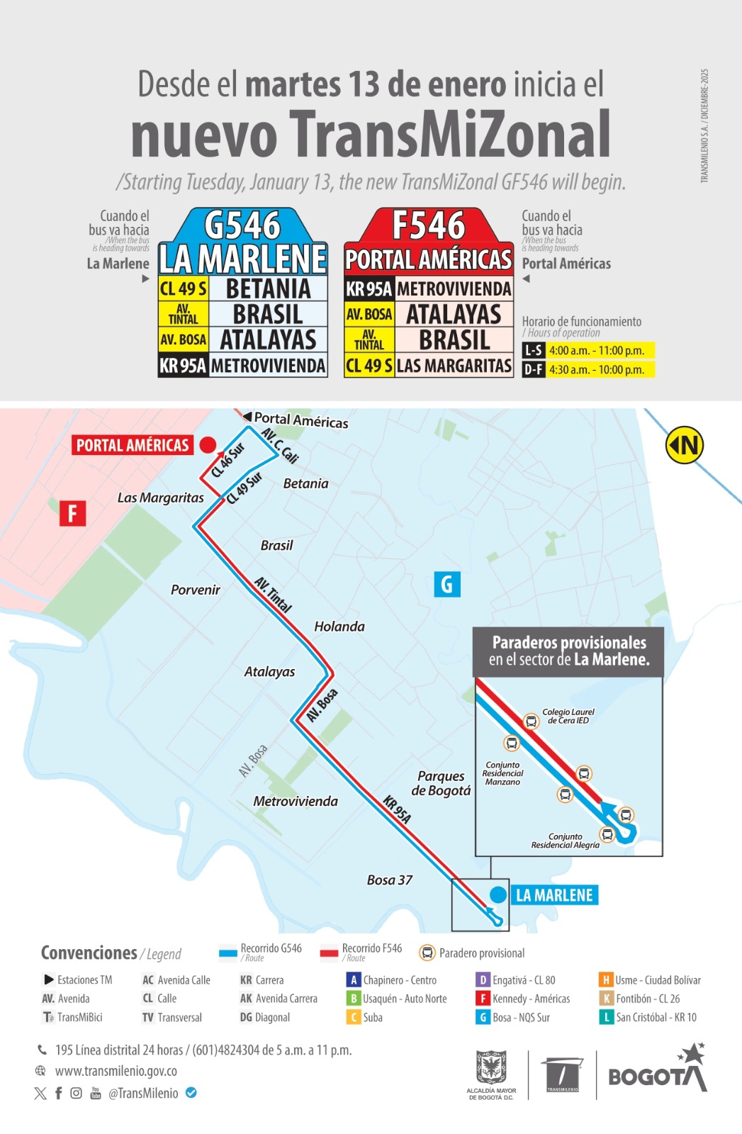 Rutas Bogotá conectan Bosa Portal Américas y Ciudad Bolívar Portal Sur