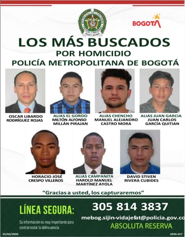 Cartel de los más buscados en Bogotá por homicidio marzo de 2026.png