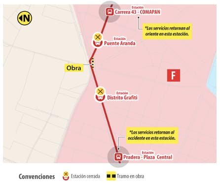 Cierre estaciones TransMilenio implosión puentes av. Américas-calle 13 mapa 1