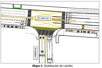 Mapa 3 Cierre oreja sentido Oriente - Sur de Autopista Norte av calle 153 