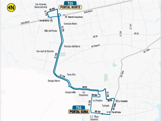 Imagen mapa de ruta de suba