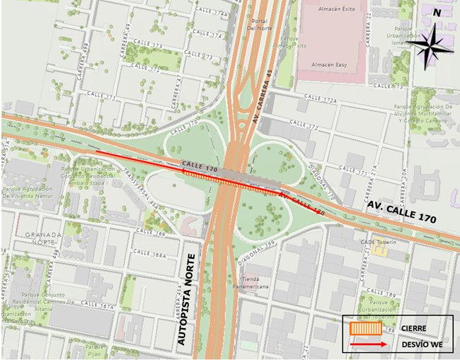 Cierre en puente de av. calle 170 con autopista Norte Bogotá 