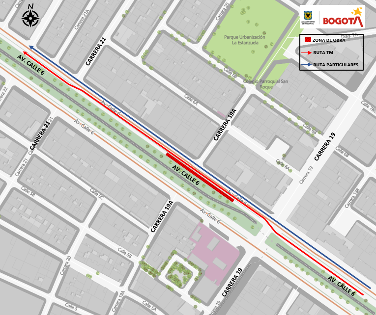 Cierre calzada TransMilenio av calle 6 carreras 19 y 19A Bogotá
