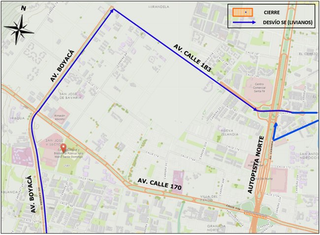 Cierre en puente de av. calle 170 con autopista Norte Bogotá 