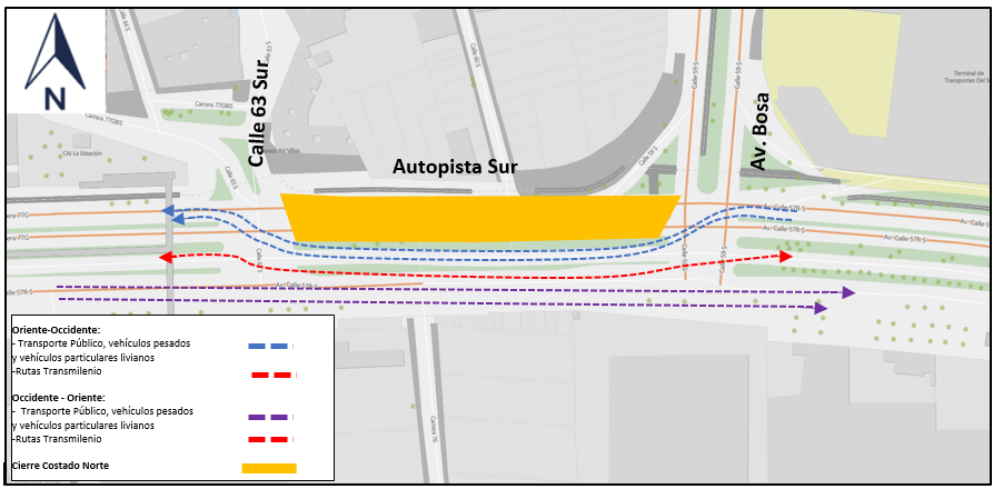 Cierre en la autopista Sur entre av. Bosa y calle 63 sur Bogotá 